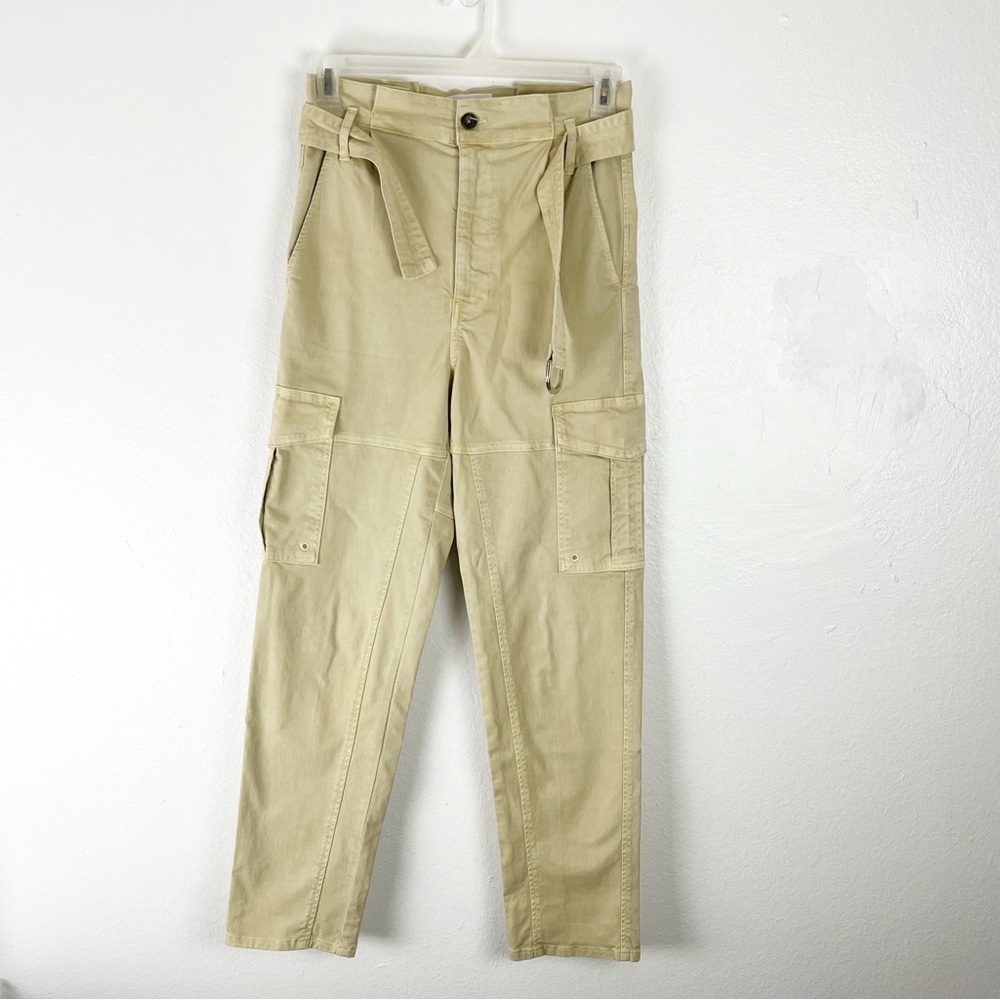 FRAME Khaki High Rise Safari Paperbag Belted Waist Cargo Style Pants, Size 24